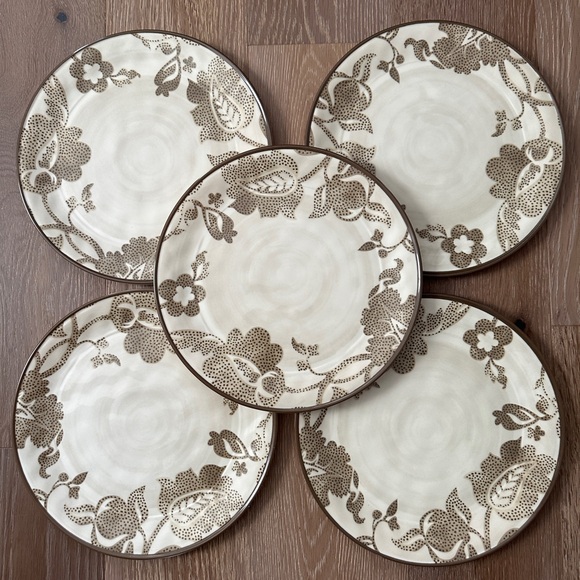 Set of 15 melamine Floral, Teal, and Gray Plates - Picture 3 of 5